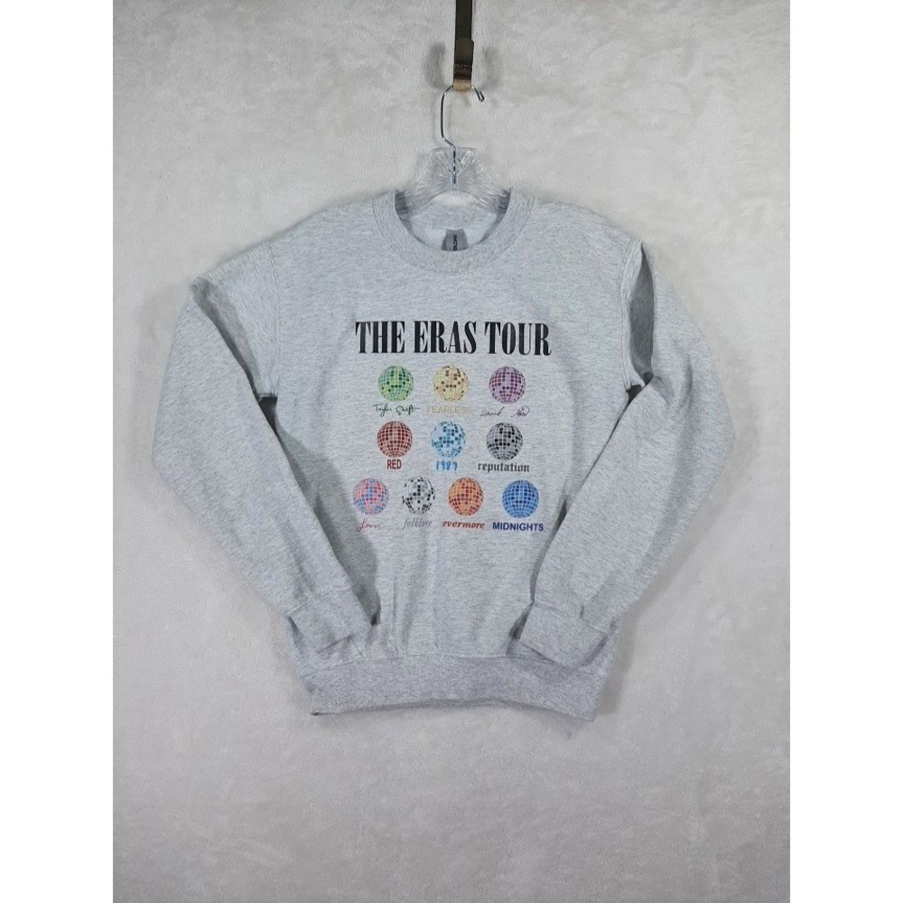 Gildan Taylor‎ Swift The Eras Tour Disco Ball Sweatshirt Gray XS Heavy Blend